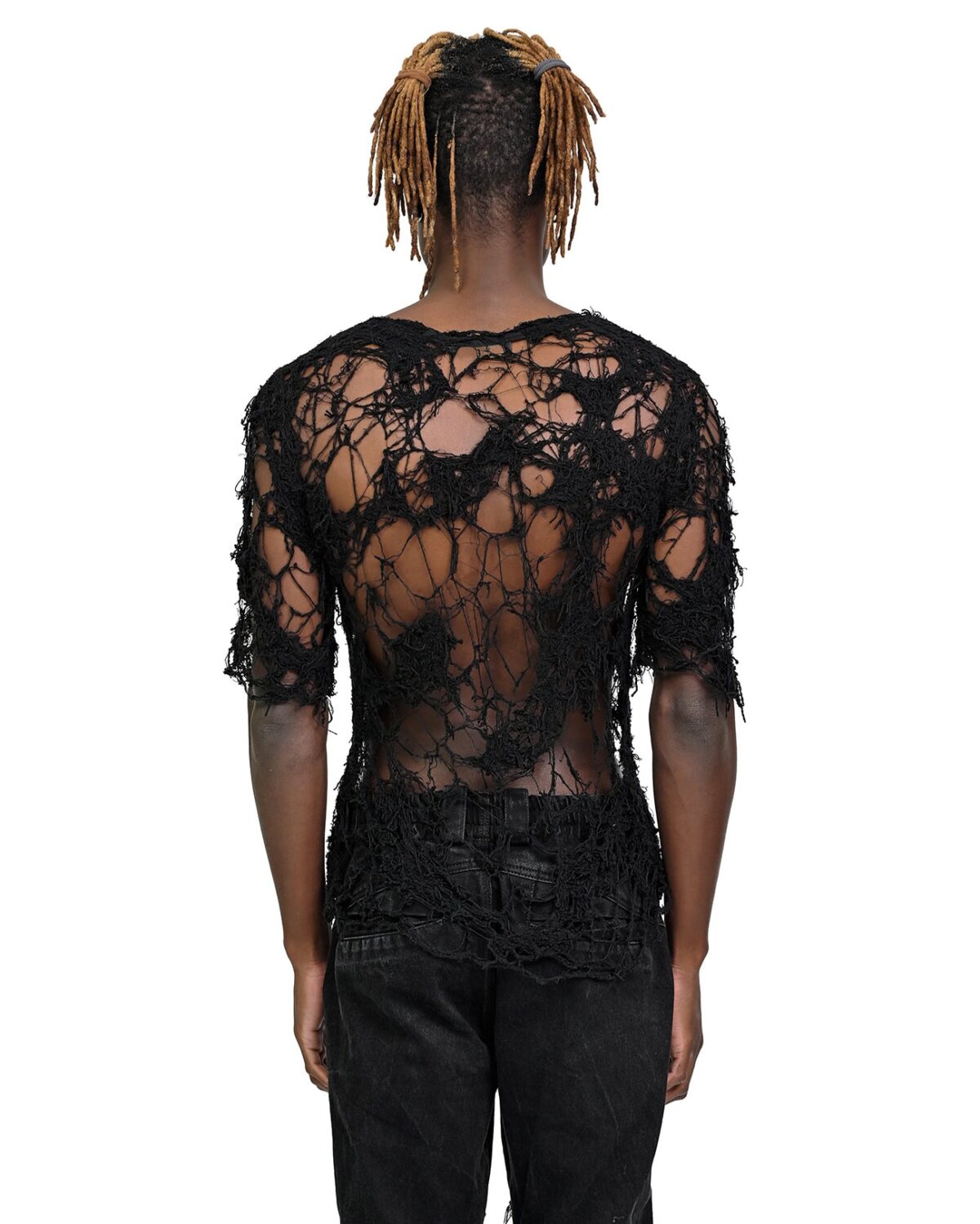 MINOAR - Fiber Bond Soft Sheer T-shirt, Men's black cotton T-shirt with Fiber-Bond texture - 3