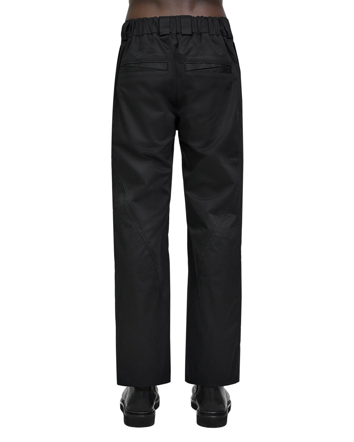 MINOAR - Hexa Construct Unsullied Trousers, Men's black cotton trousers with diagonal welt pockets - 3