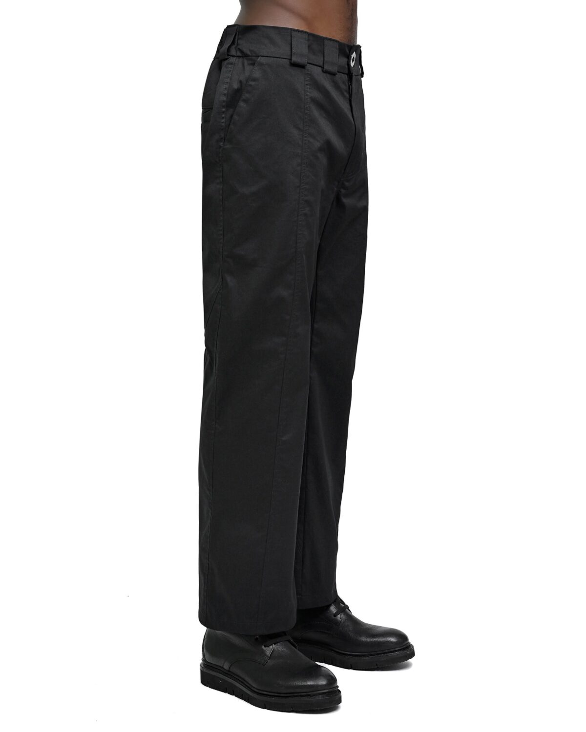 MINOAR - Hexa Construct Unsullied Trousers, Men's black cotton trousers with diagonal welt pockets - 4