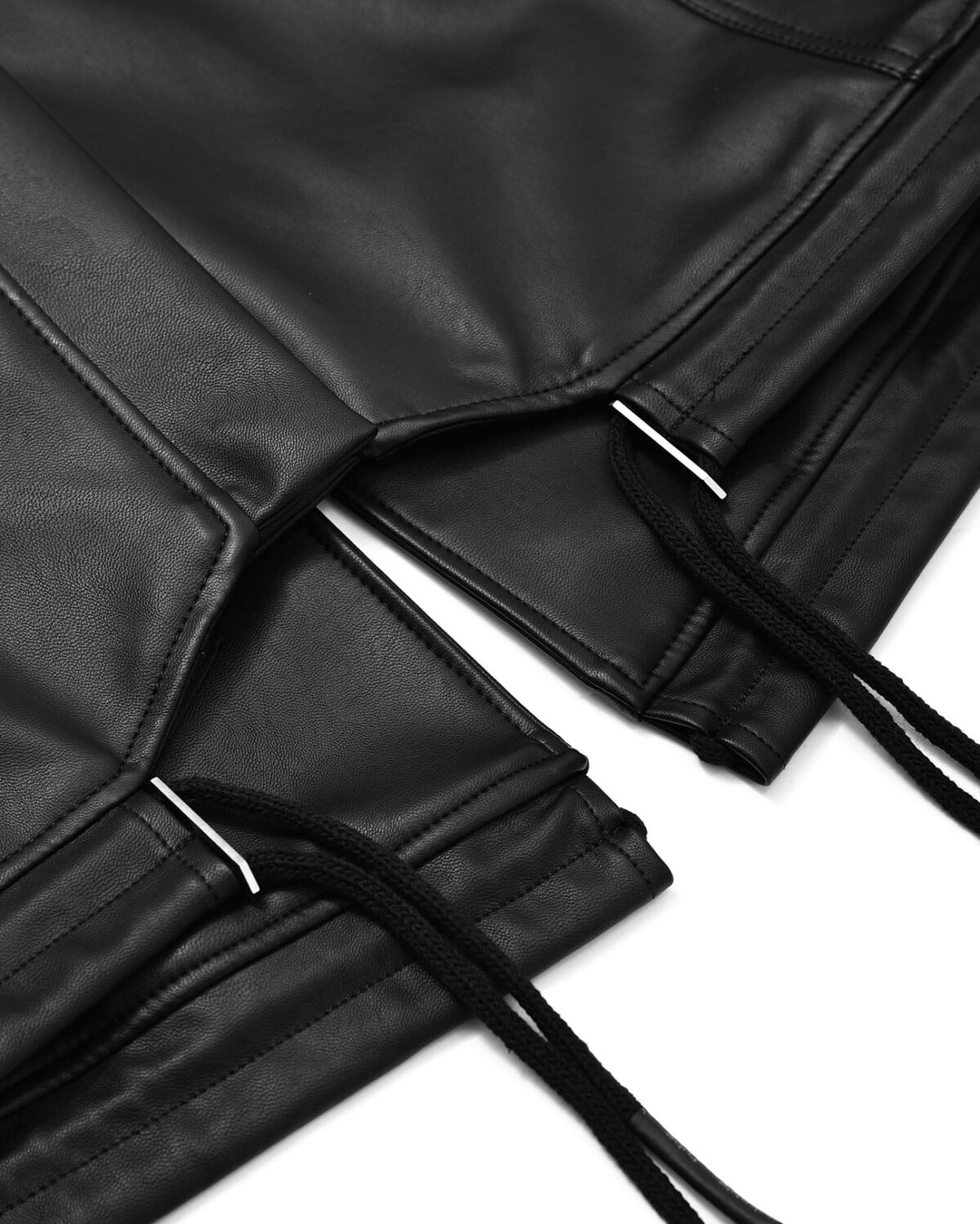 MINOAR - Construct Vegan Leather Cinched Parka, Women's black leather with multi-panel construction - 9