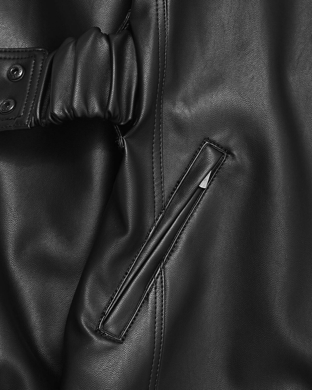 MINOAR - Construct Vegan Leather Cinched Parka, Women's black leather with multi-panel construction - 10