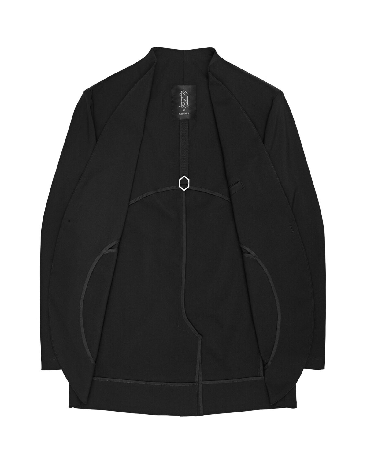 MINOAR - UNSULLIED BLACK BLAZER, Men's black cotton blazer with slit openings - 6