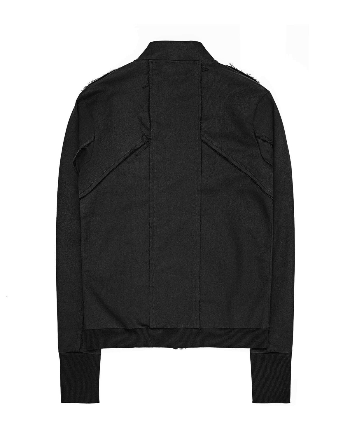 MINOAR - ZIPPED PANEL BIKER JACKET, Men's black cotton jacket with multi-panel construction - 4
