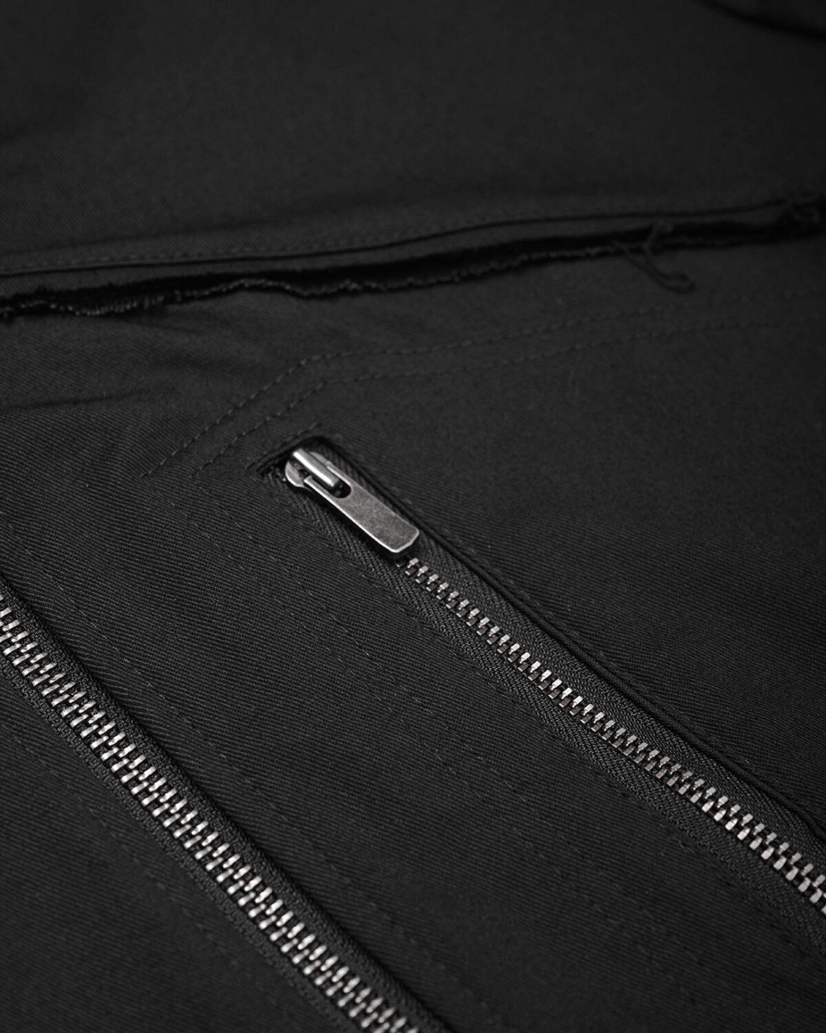 MINOAR - ZIPPED PANEL BIKER JACKET, Men's black cotton jacket with multi-panel construction - 9