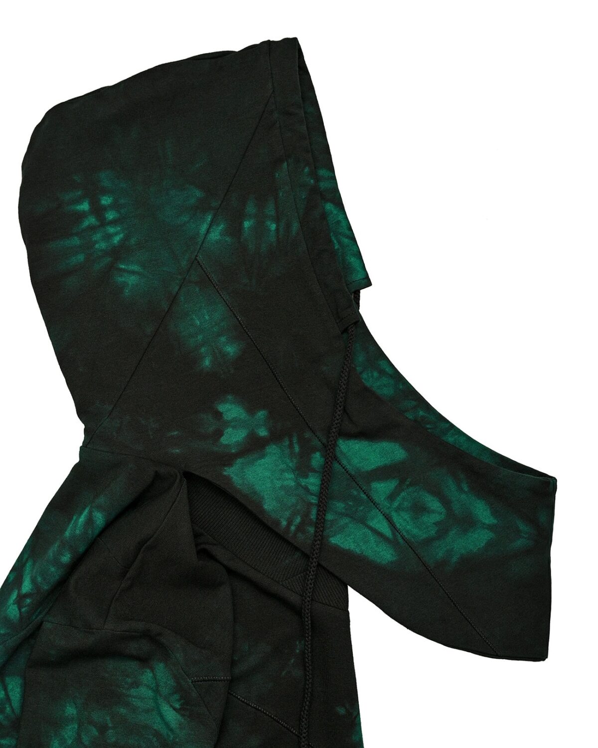 MINOAR - Cold Dyed Wrangle Hood Sweater, Men's green cotton sweater with thumb openings - 4