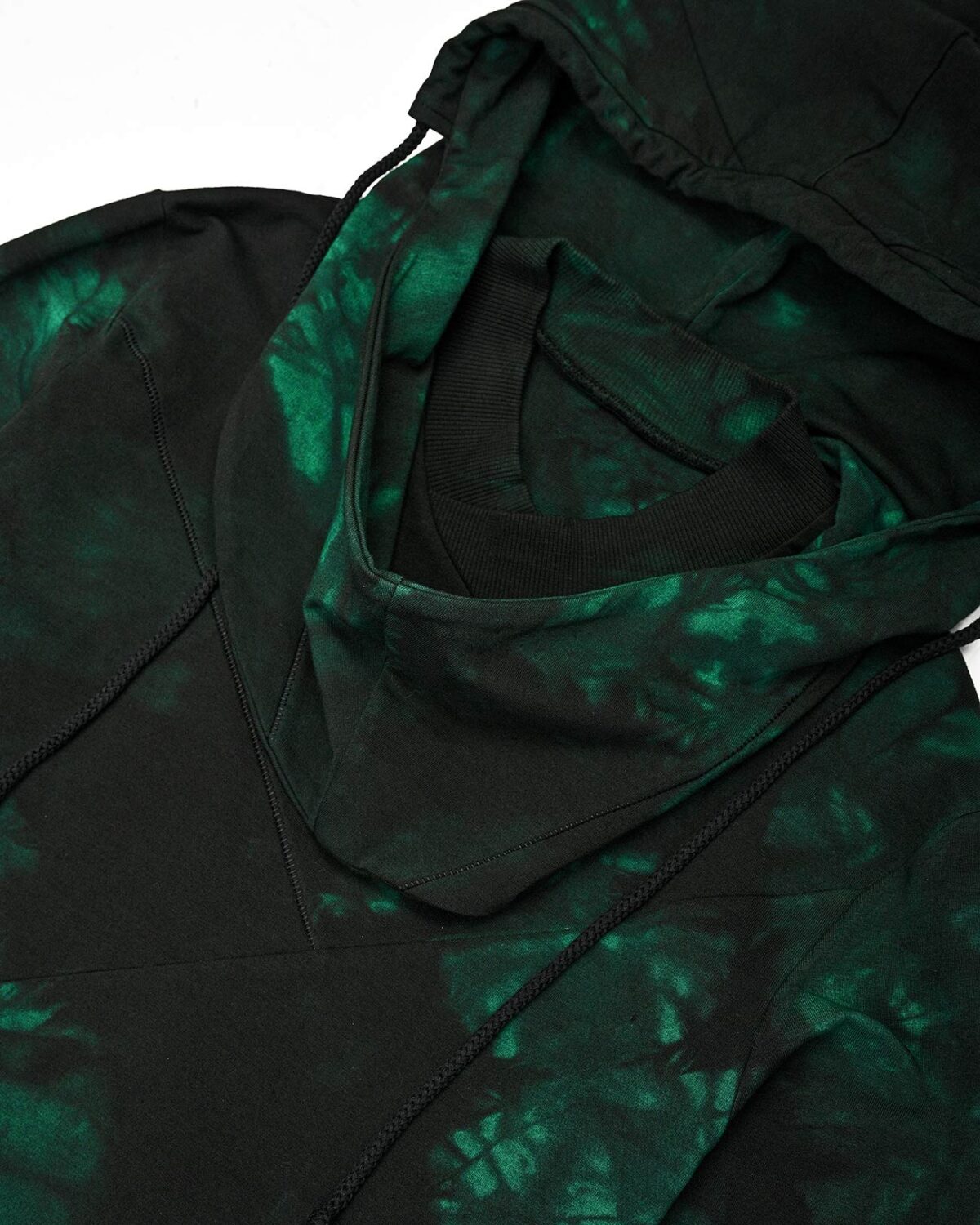 MINOAR - Cold Dyed Wrangle Hood Sweater, Men's green cotton sweater with thumb openings - 6