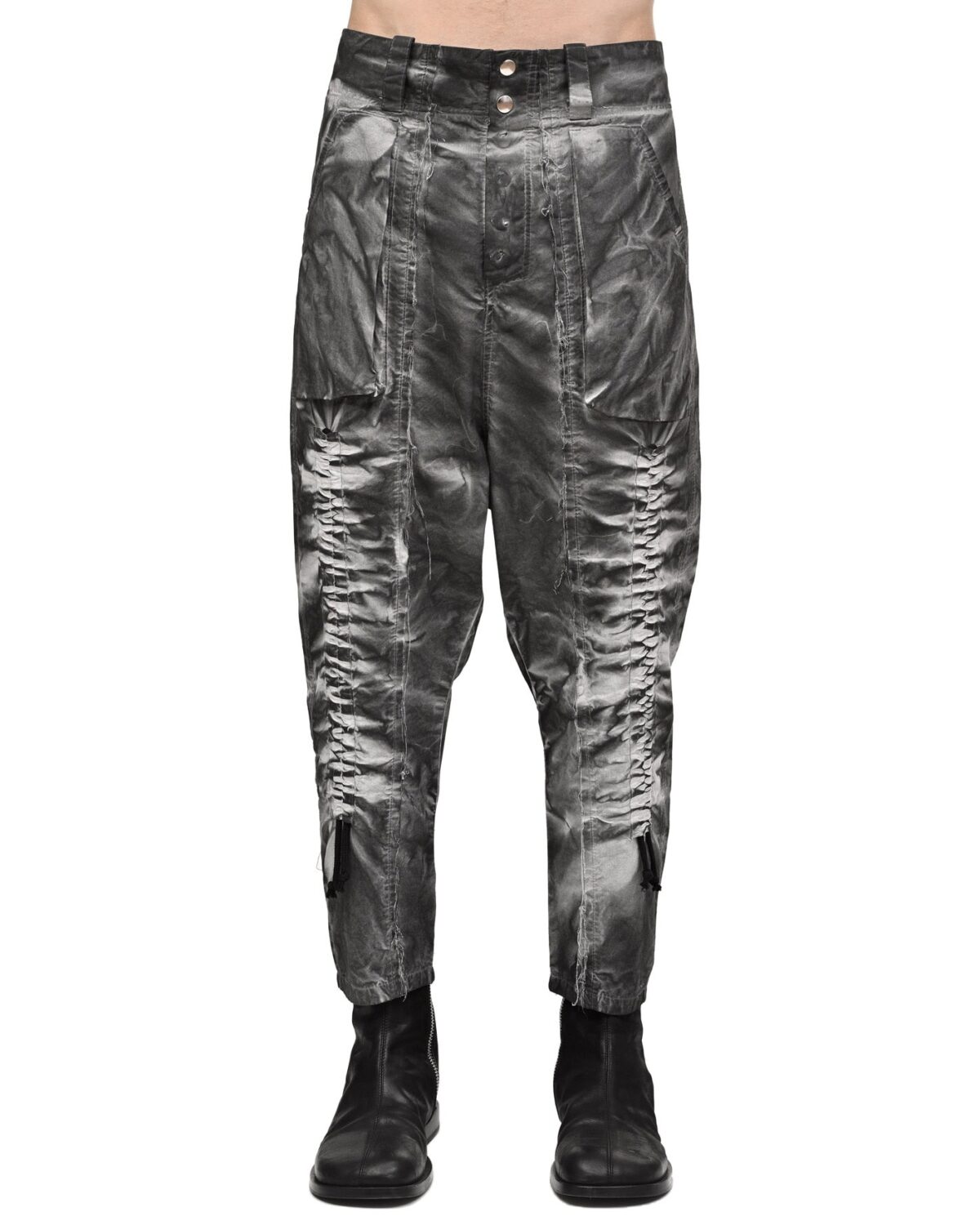 MINOAR - Granite Grey Light Cargo Pants, Men's grey cotton pants with cargo pocket detail - 3