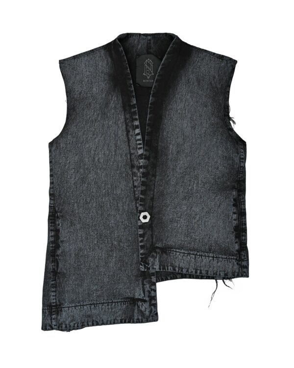 MINOAR - faded black asymmetric cotton vest