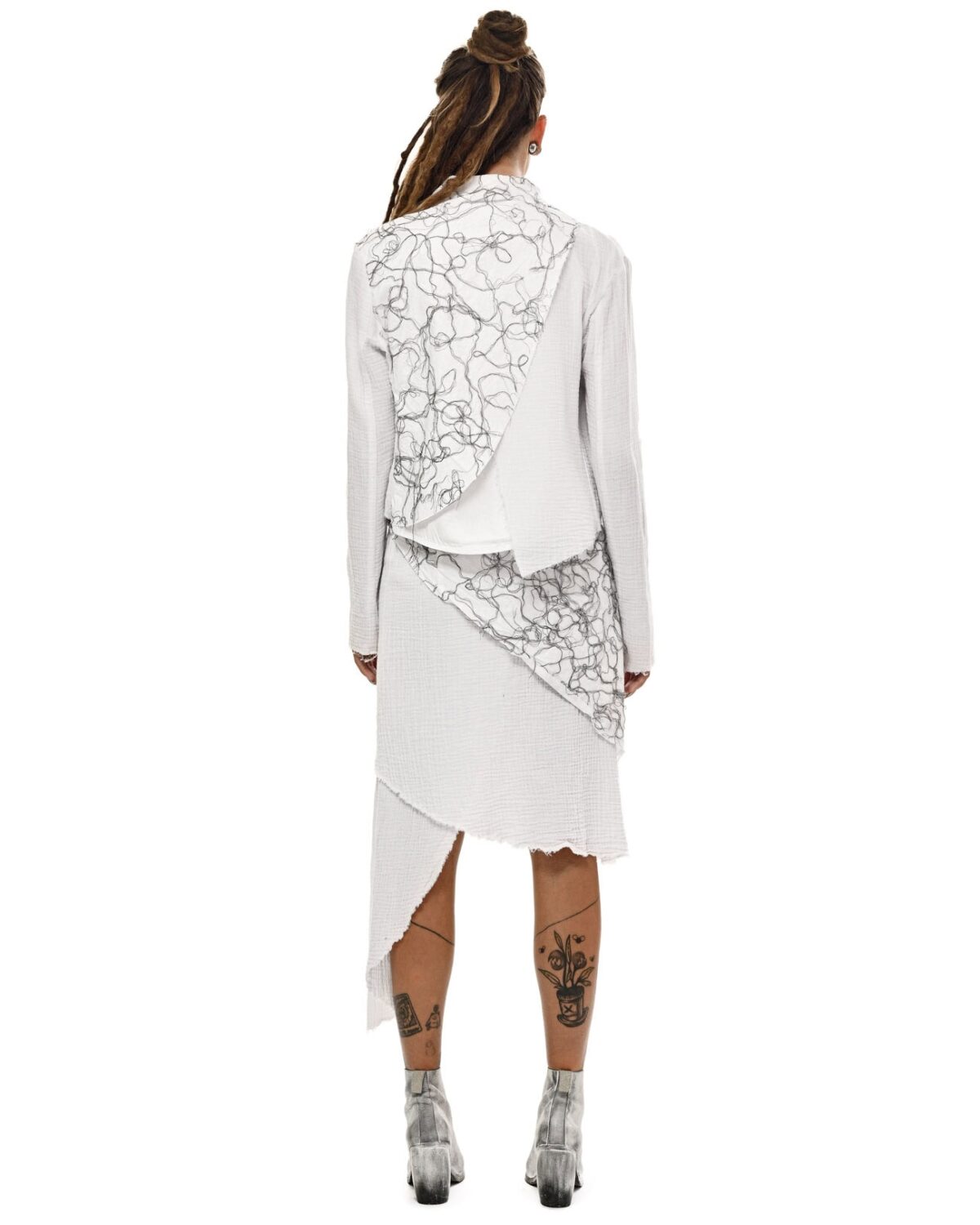 MINOAR - Diffused Fiber Bond Soft Jacket, Women's white cotton jacket with Fiber-Bond texture - 5
