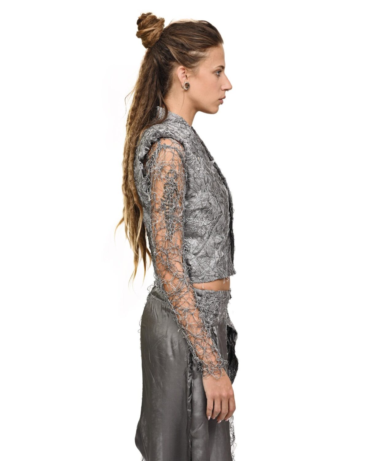 MINOAR - Chroma Padded Fiber Bond Vest, Women's grey viscose vest with Fiber-Bond texture - 4