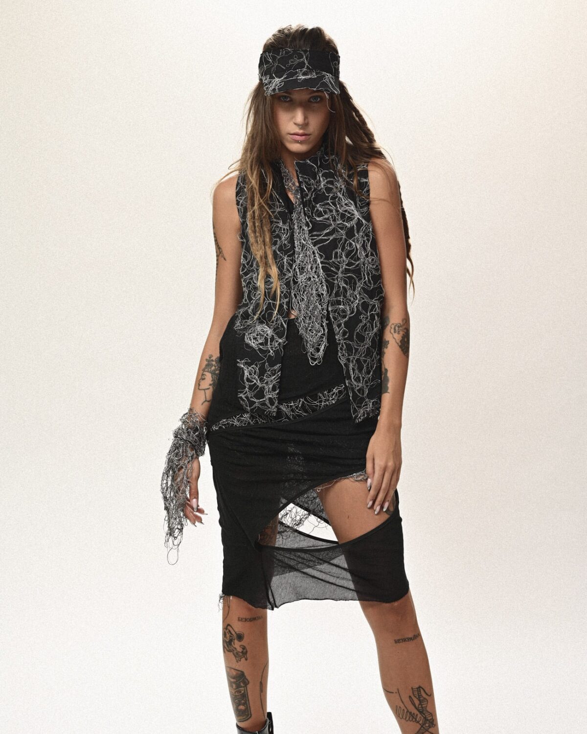 MINOAR - Fiber Web Asymmetry Contrast Sundress - 5