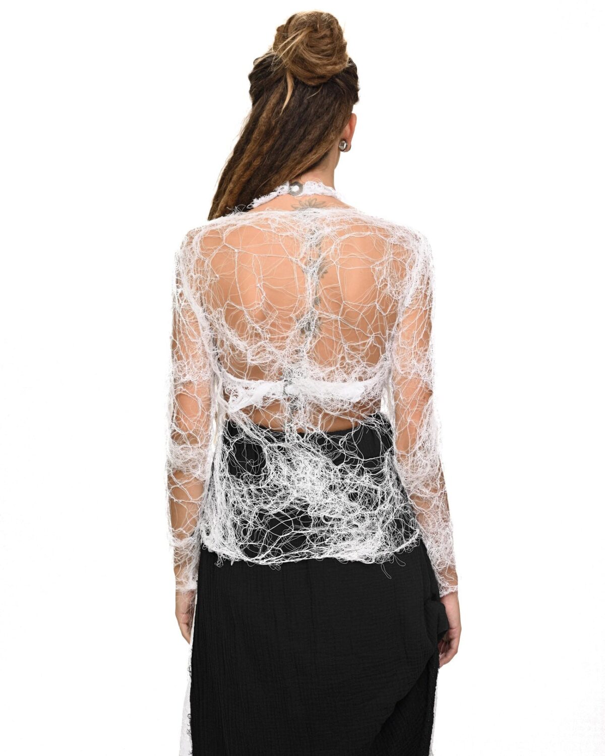 MINOAR - Fiber Bond Soft Sheer White Top, Women's white cotton top with Fiber-Bond texture - 4