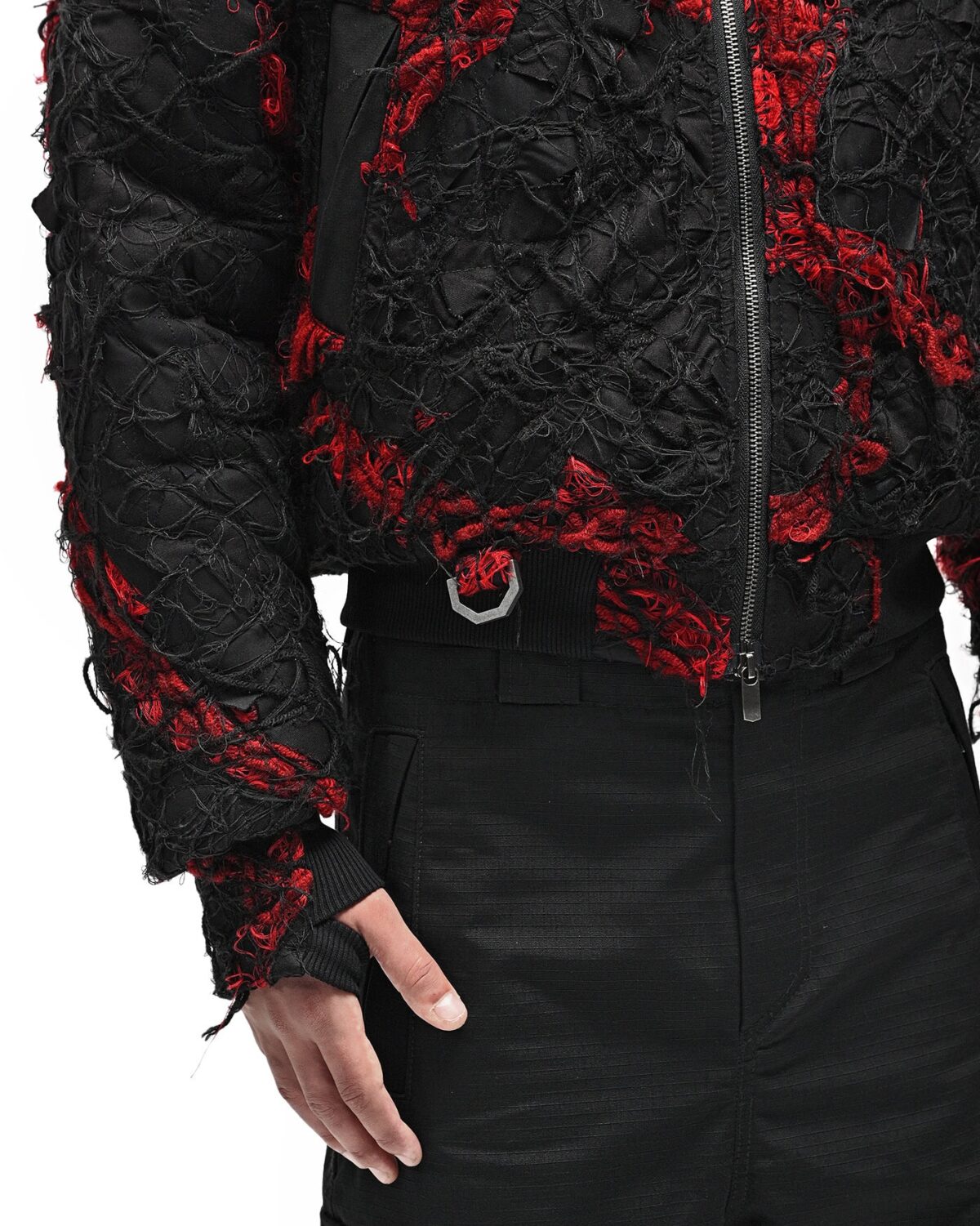 MINOAR - Fiber Bond Magma Bomber Jacket, Men's black cotton jacket with Fiber-Bond texture - 7