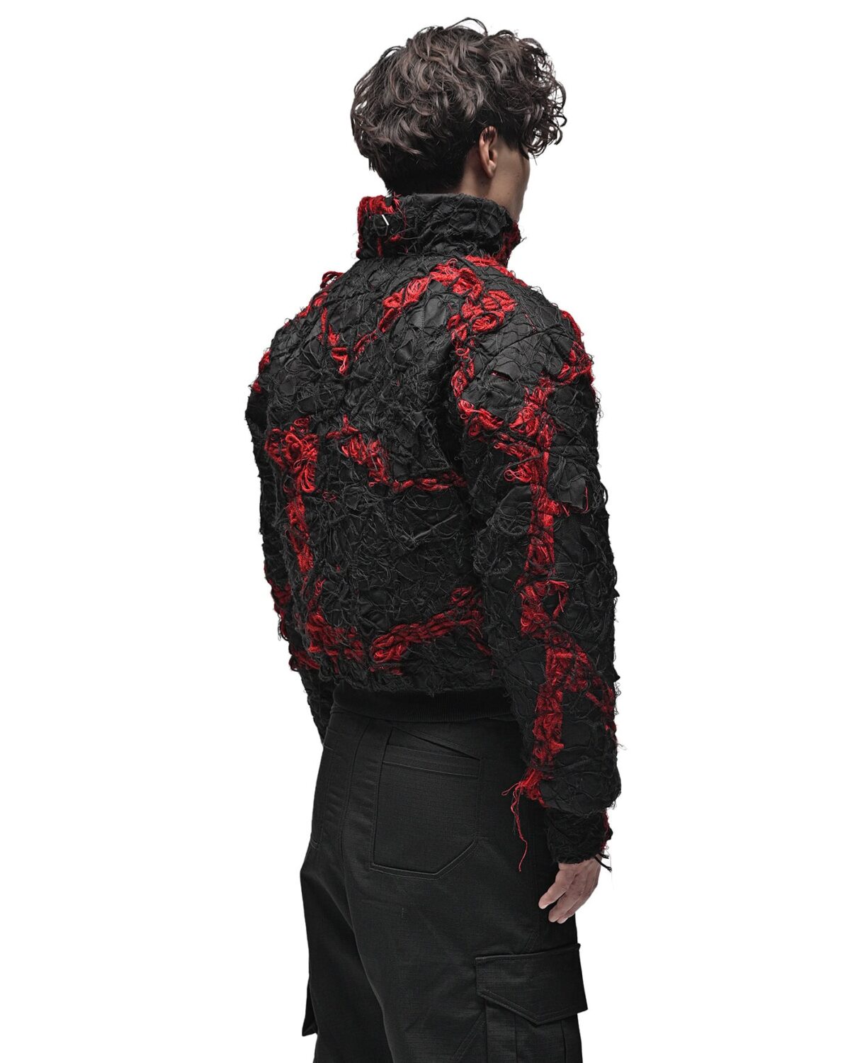 MINOAR - Fiber Bond Magma Bomber Jacket, Men's black cotton jacket with Fiber-Bond texture - 5