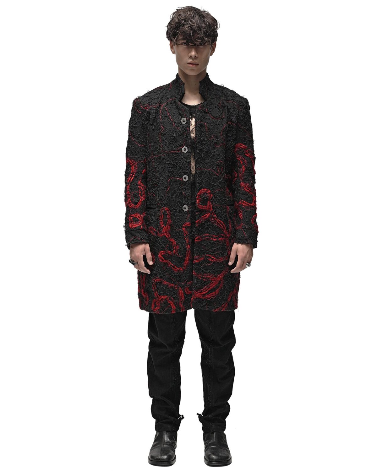 MINOAR - Fiber Bond Magma Coat, Men's black cotton coat with Fiber-Bond texture - 6
