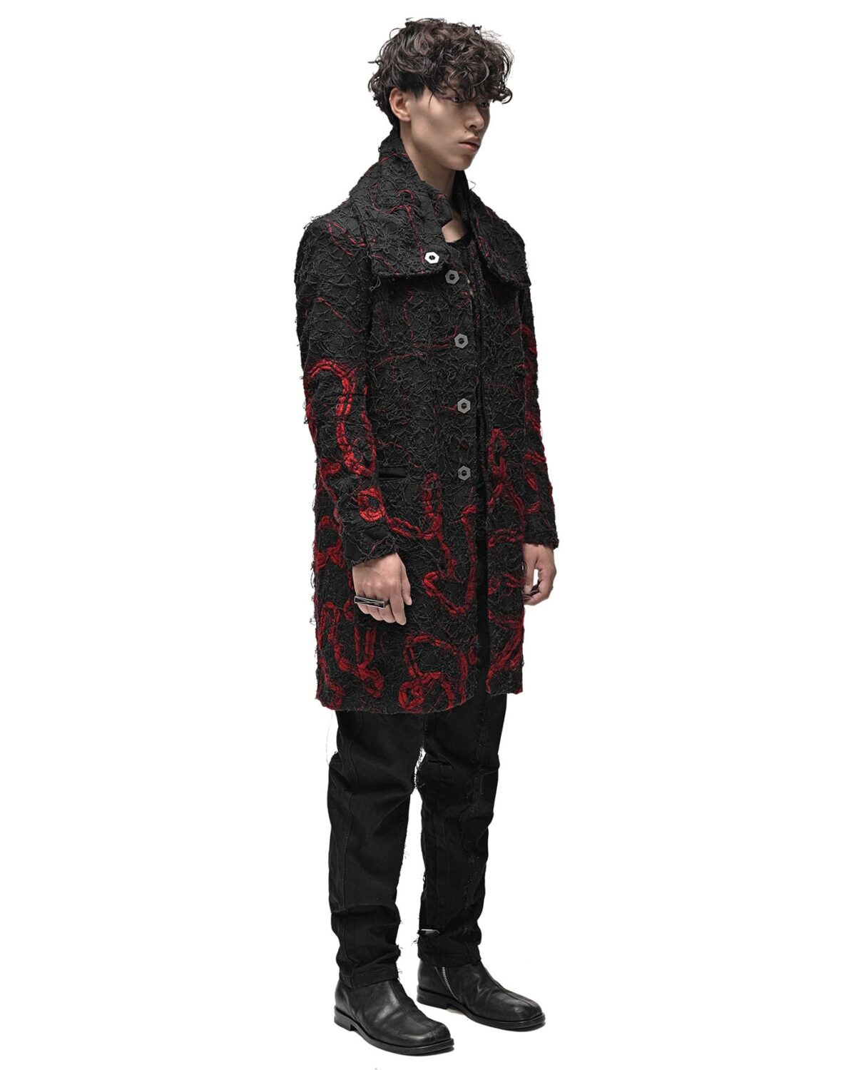 MINOAR - Fiber Bond Magma Coat, Men's black cotton coat with Fiber-Bond texture - 8