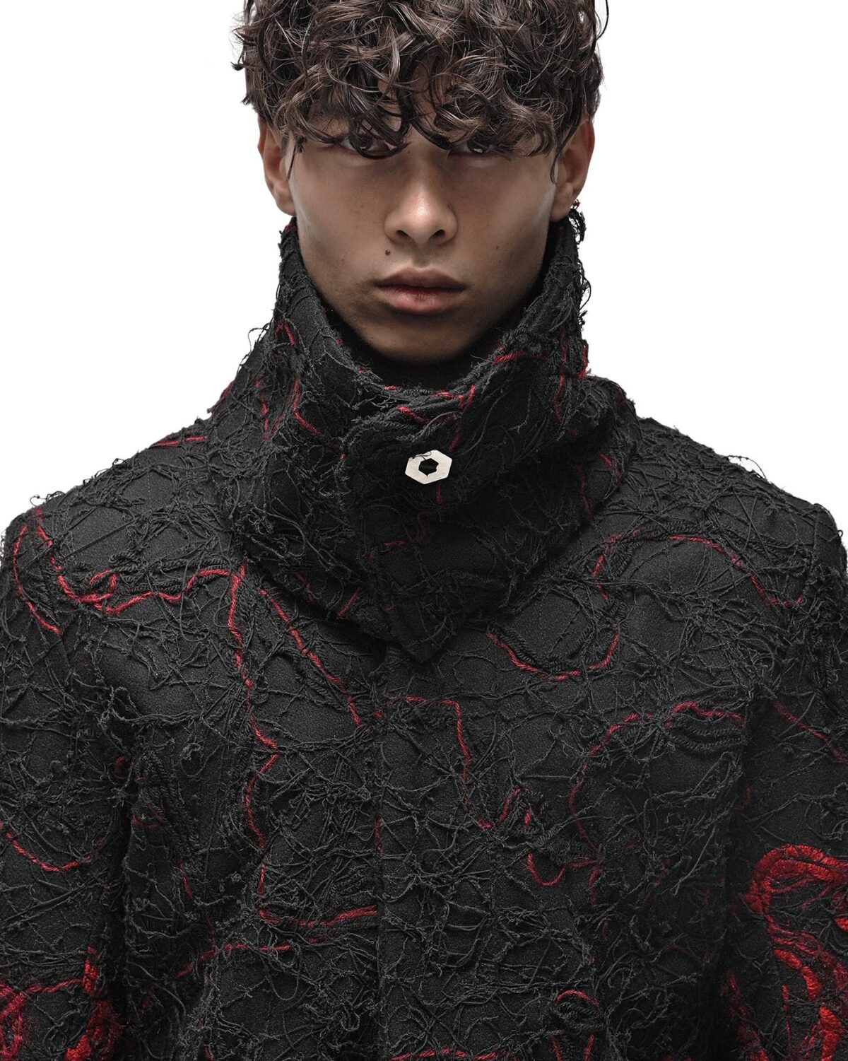 MINOAR - Fiber Bond Magma Coat, Men's black cotton coat with Fiber-Bond texture - 7