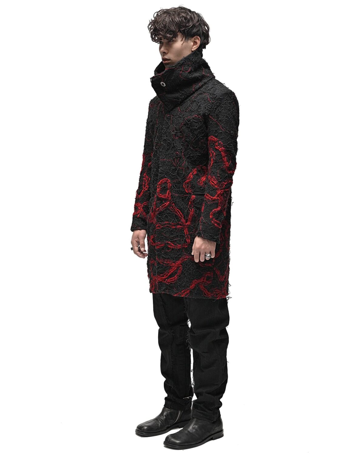MINOAR - Fiber Bond Magma Coat, Men's black cotton coat with Fiber-Bond texture - 9