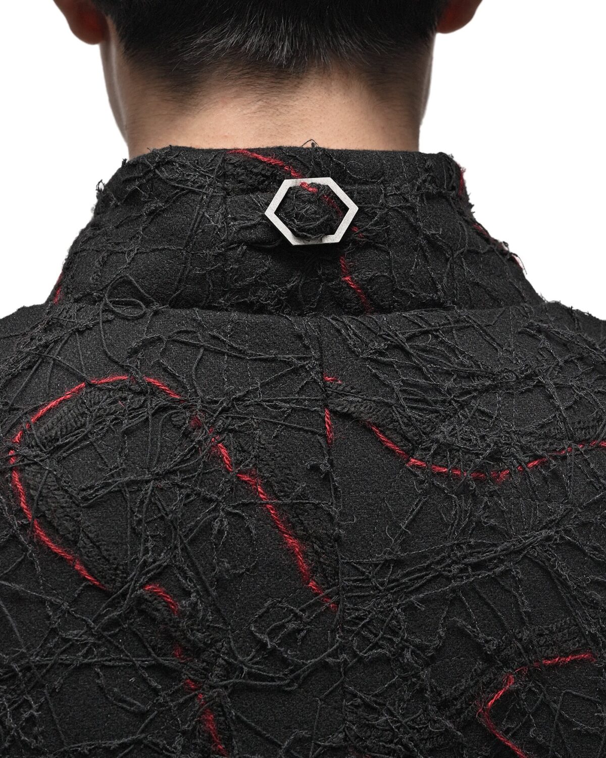 MINOAR - Fiber Bond Magma Coat, Men's black cotton coat with Fiber-Bond texture - 13