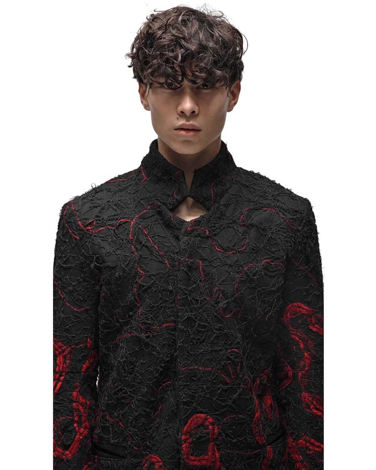 MINOAR - Fiber Bond Magma Coat, Men's black cotton coat with Fiber-Bond texture - 5