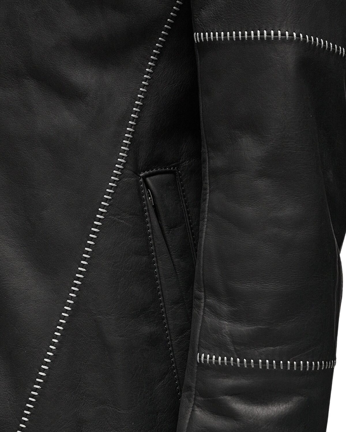 MINOAR - Biker Horse Leather Jacket, Men's black leather jacket with multi-segment construction - 11