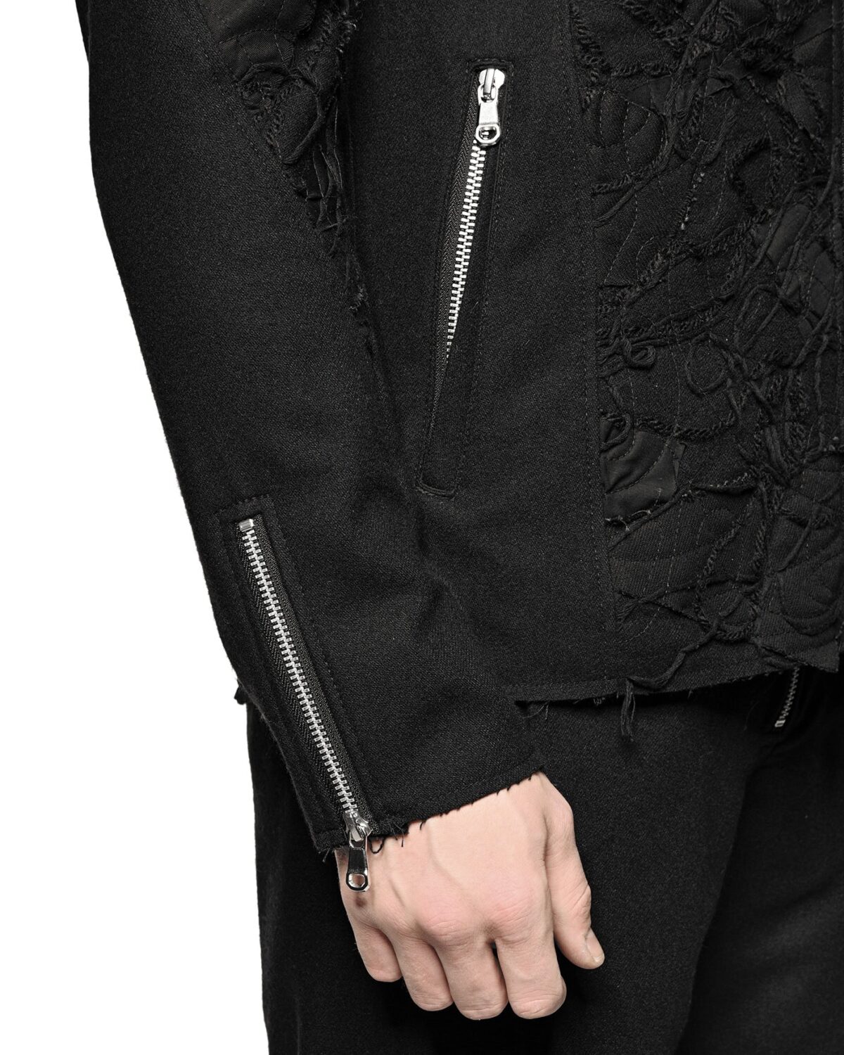 MINOAR - Grand Fiber Patch Wool Jacket, Men's black cotton jacket with Fiber-Bond texture - 8