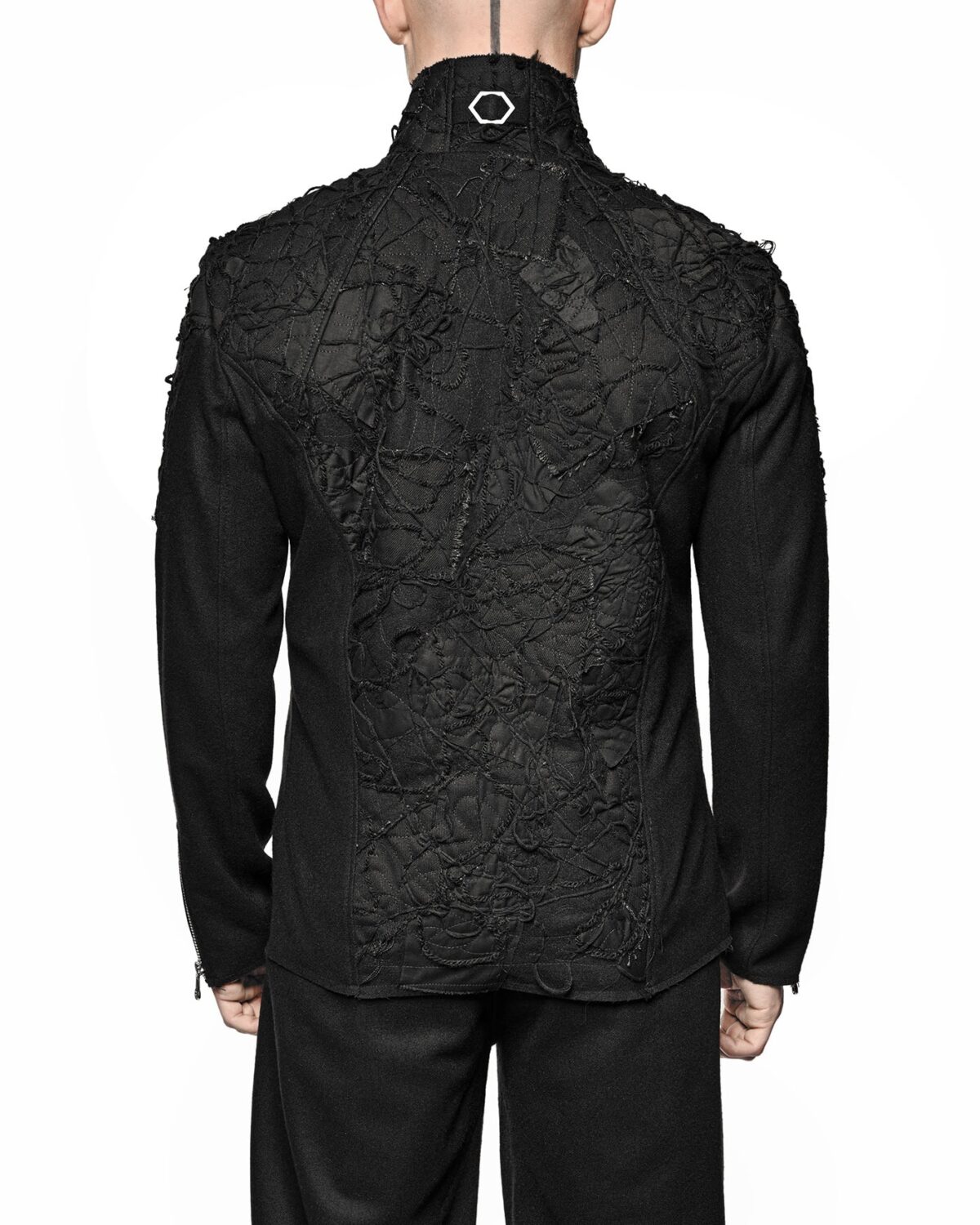 MINOAR - Grand Fiber Patch Wool Jacket, Men's black cotton jacket with Fiber-Bond texture - 4