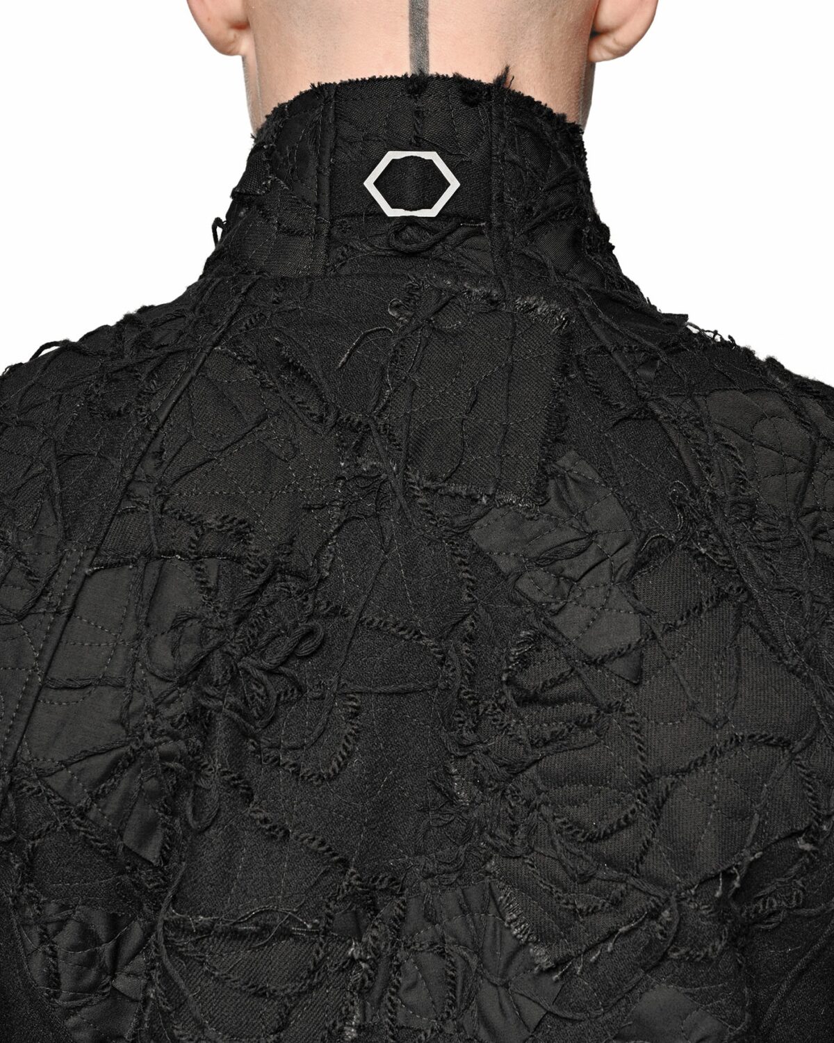 MINOAR - Grand Fiber Patch Wool Jacket, Men's black cotton jacket with Fiber-Bond texture - 7