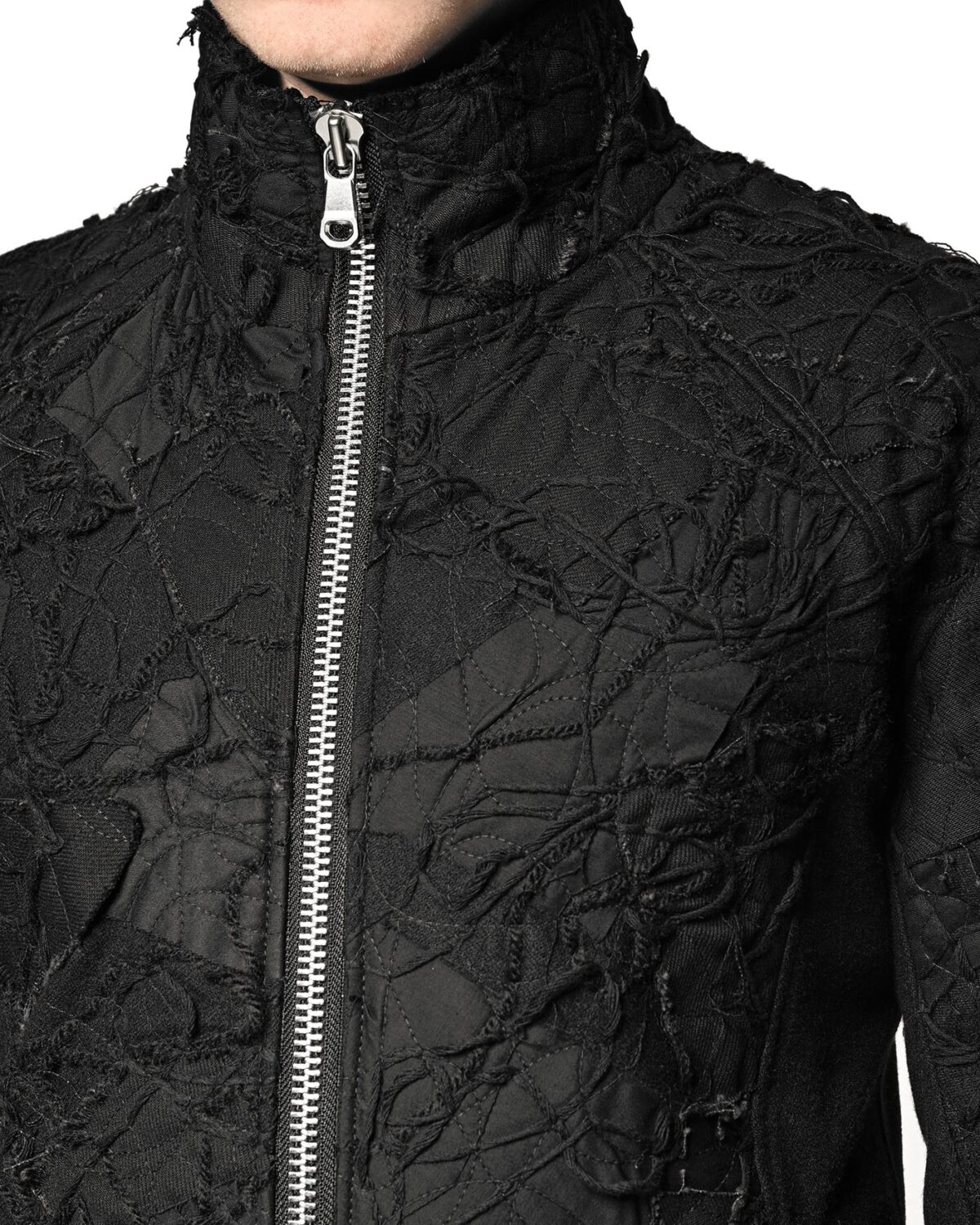 MINOAR - Grand Fiber Patch Wool Jacket, Men's black cotton jacket with Fiber-Bond texture - 6