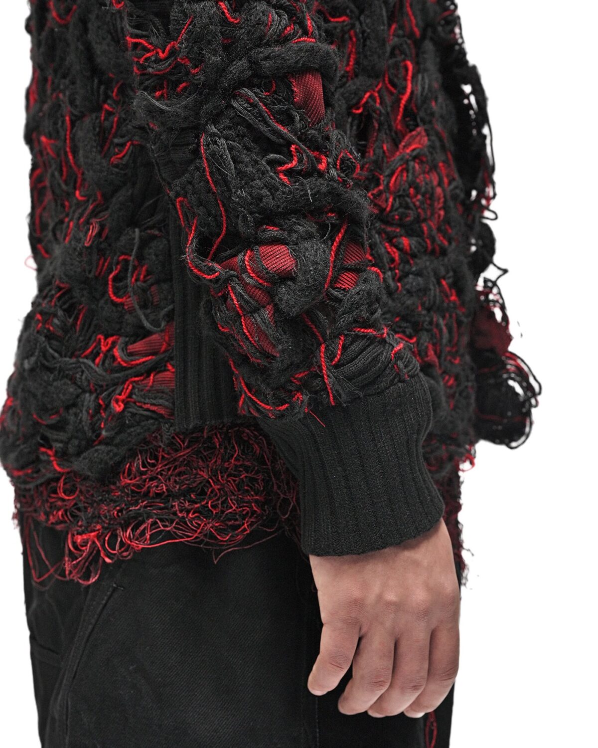 MINOAR - Fiber Bond Volcano Hooded Cardigan, Men's black cotton cardigan with Fiber-Bond texture - 8