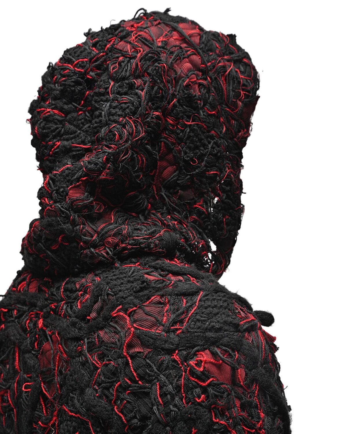 MINOAR - Fiber Bond Volcano Hooded Cardigan, Men's black cotton cardigan with Fiber-Bond texture - 9