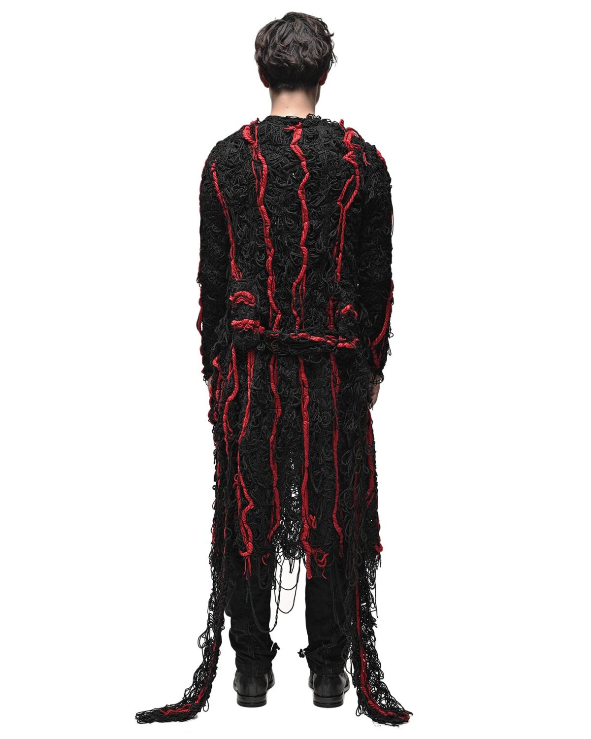 MINOAR - Fiber Bond Oracle Long Cardigan, Men's black cotton cardigan with Fiber-Bond texture - 6