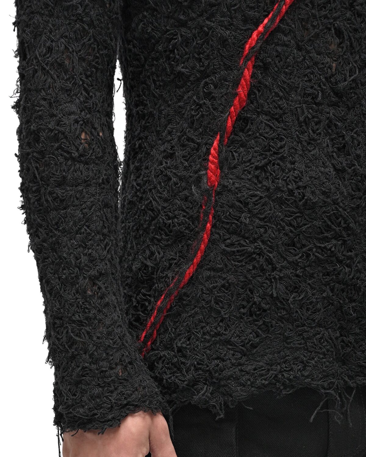 MINOAR - Fiber Bond Lava Path Sweater, Men's black cotton sweater with Fiber-Bond texture - 7