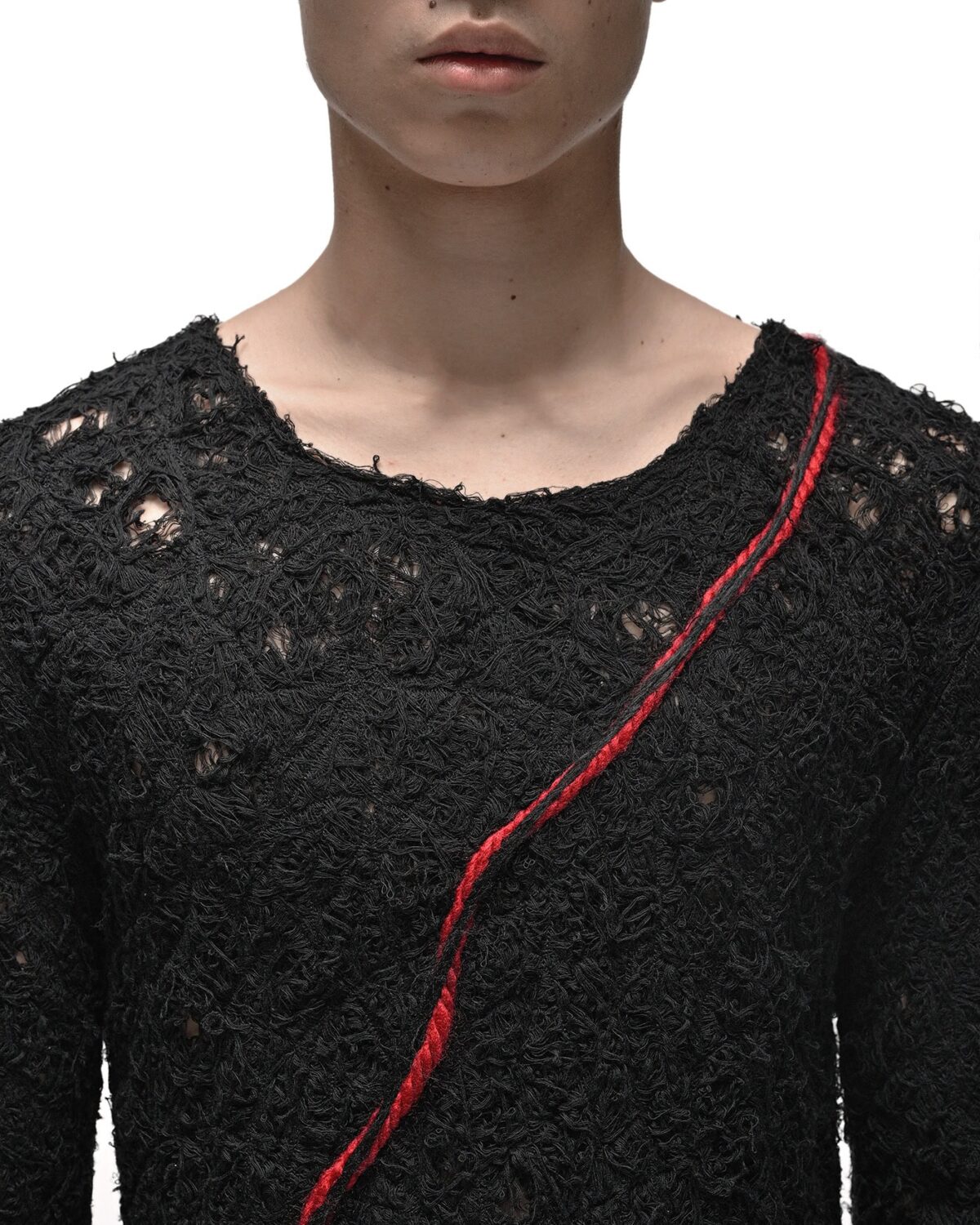 MINOAR - Fiber Bond Lava Path Sweater, Men's black cotton sweater with Fiber-Bond texture - 6