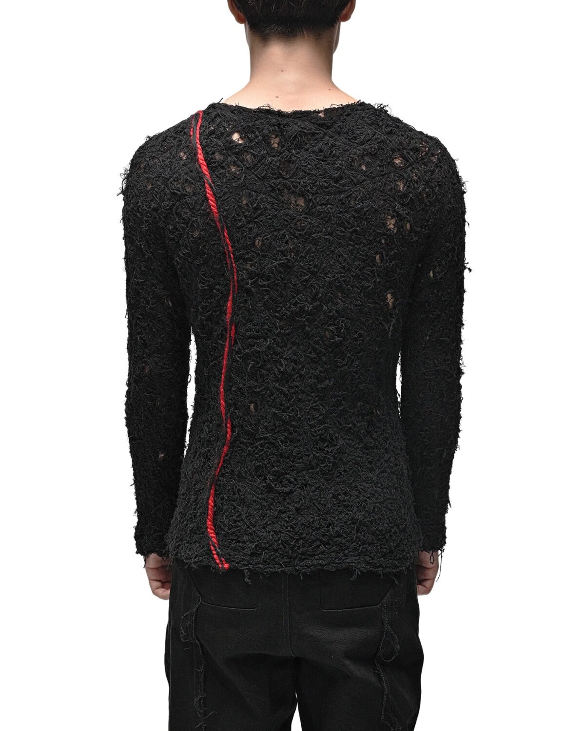 MINOAR - Fiber Bond Lava Path Sweater, Men's black cotton sweater with Fiber-Bond texture - 5