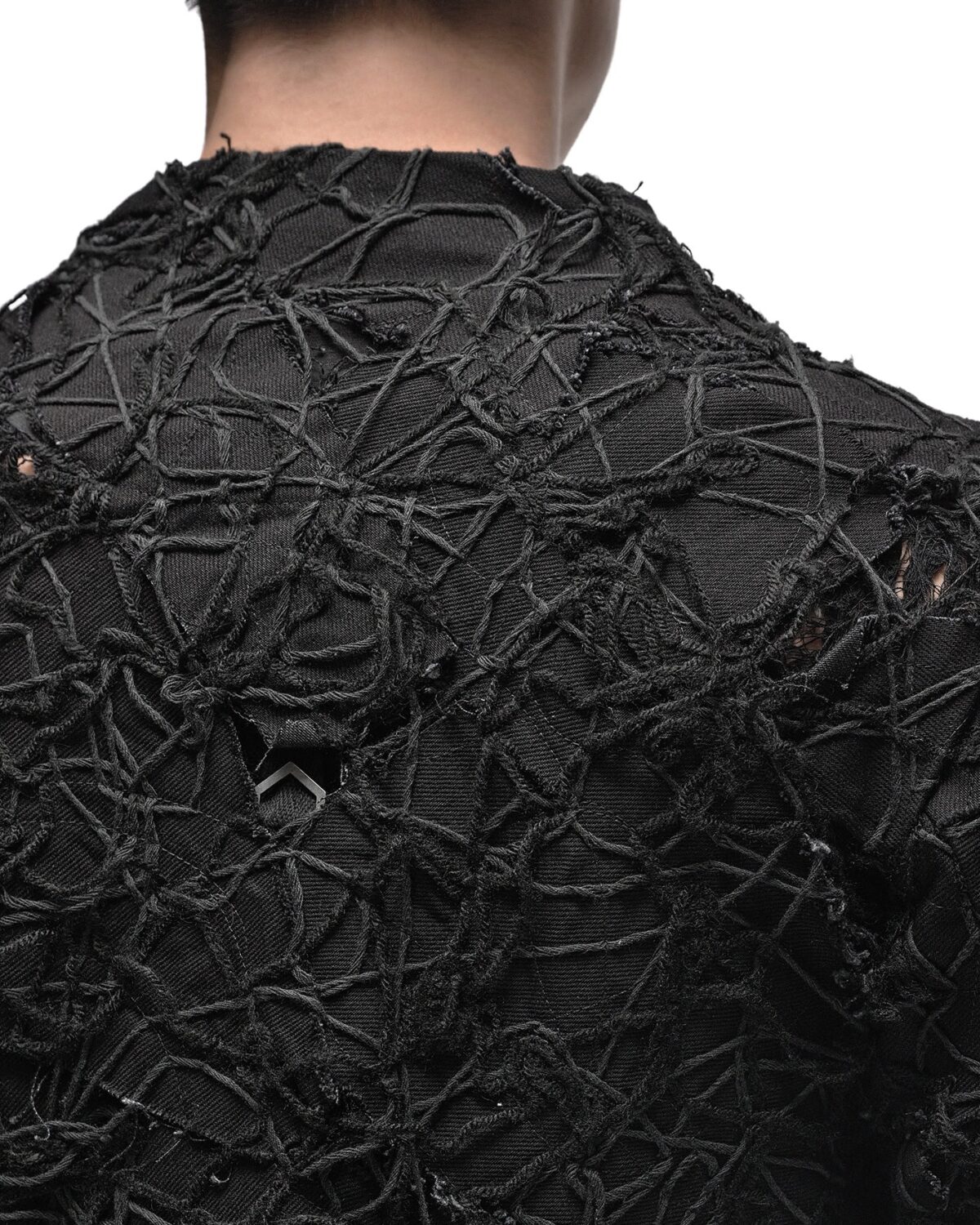 MINOAR - Fiber Bond Patchwork Denim Blazer, Men's black cotton blazer with Fiber-Bond texture - 10