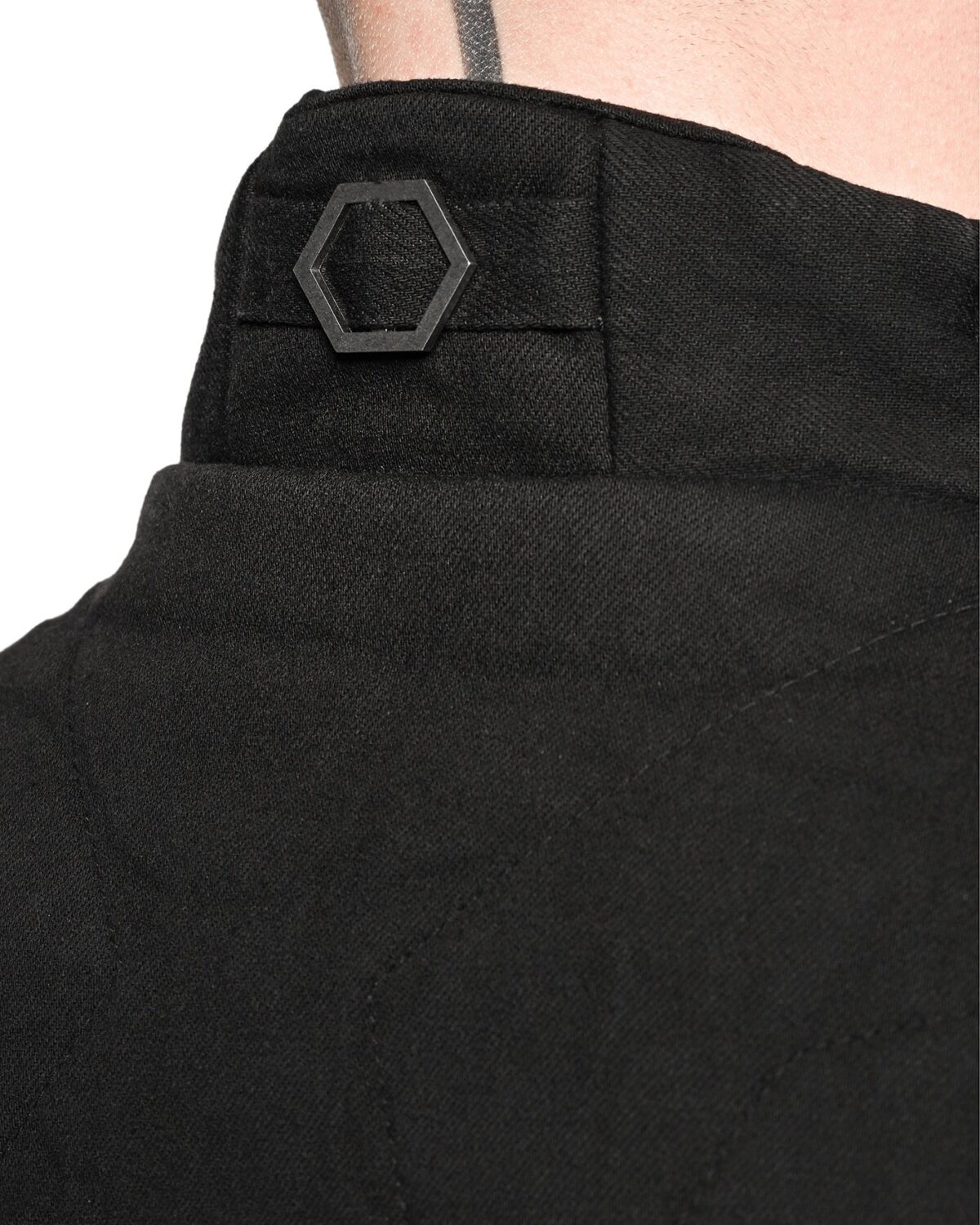 MINOAR - Linear Quilt Denim Puffer Vest, Men's black cotton vest with raised collar - 8