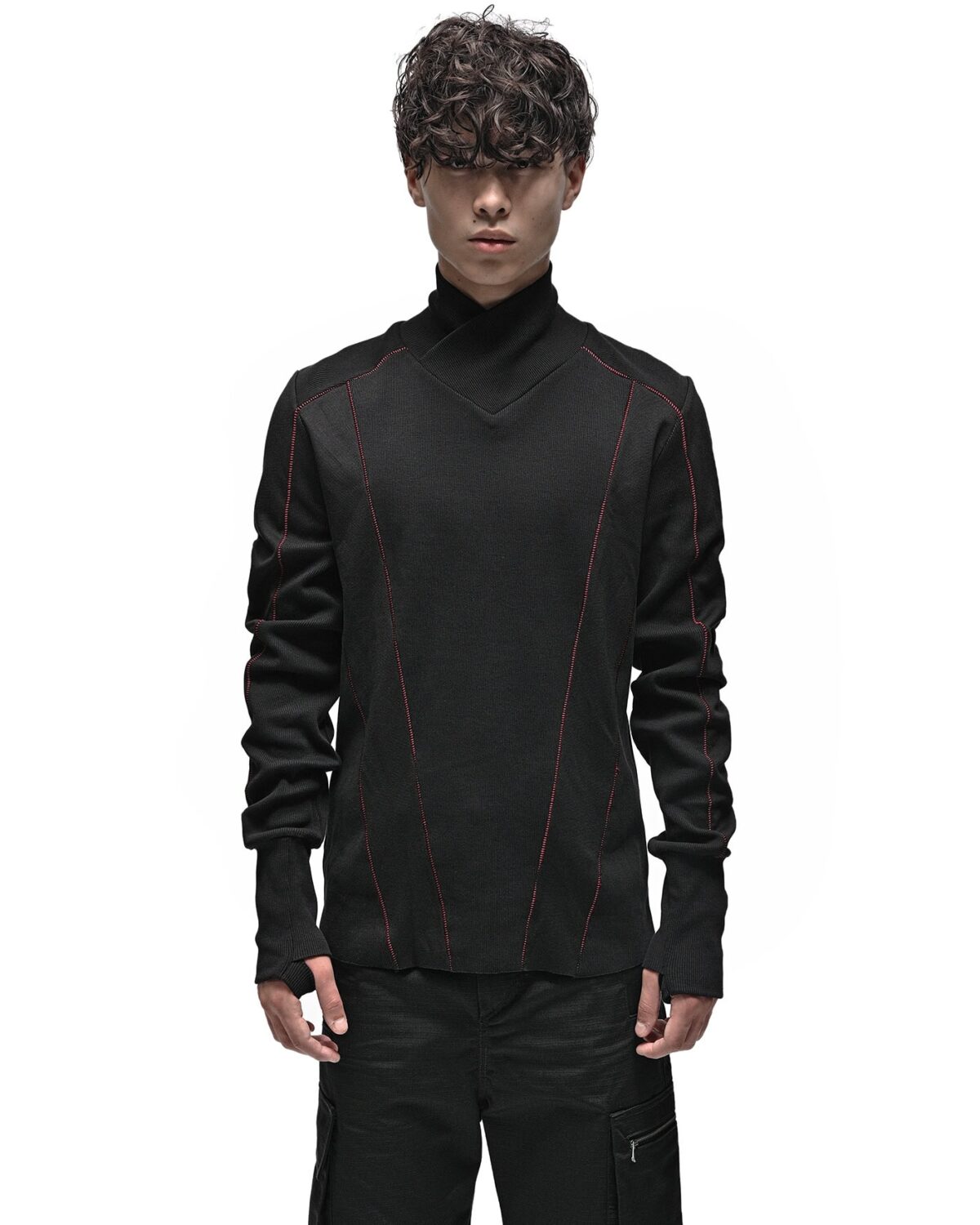 MINOAR - Black Cotton Sleeves, Men's black cotton sleeves with thumb openings - 3