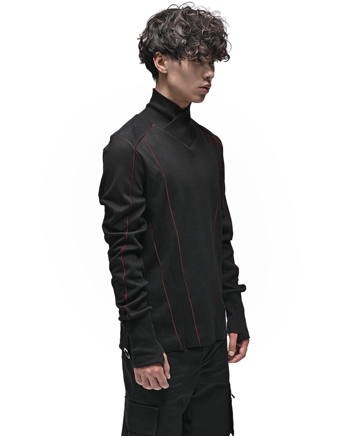 MINOAR - Black Cotton Sleeves, Men's black cotton sleeves with thumb openings - 4