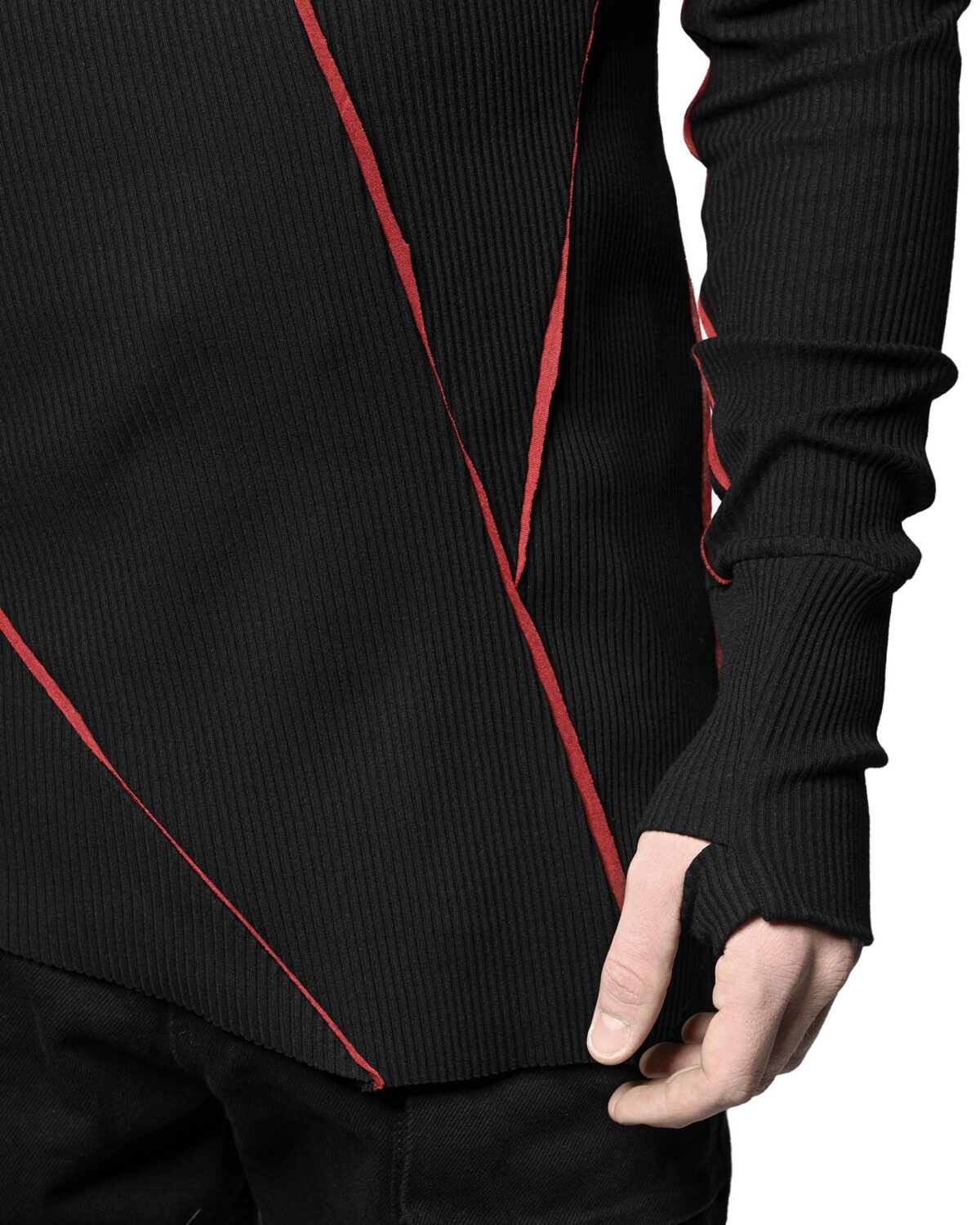 MINOAR - Magma Longsleeve T-shirt, Men's black cotton longsleeve T-shirt with multi-segment construction - 6