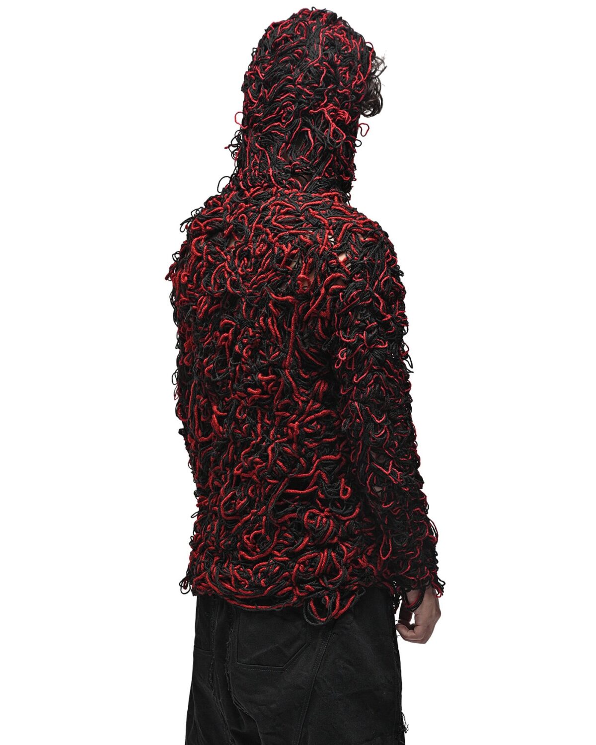 MINOAR - Fiber Bond Magma Hoodie, Men's black wool hoodie with Fiber-Bond texture - 5