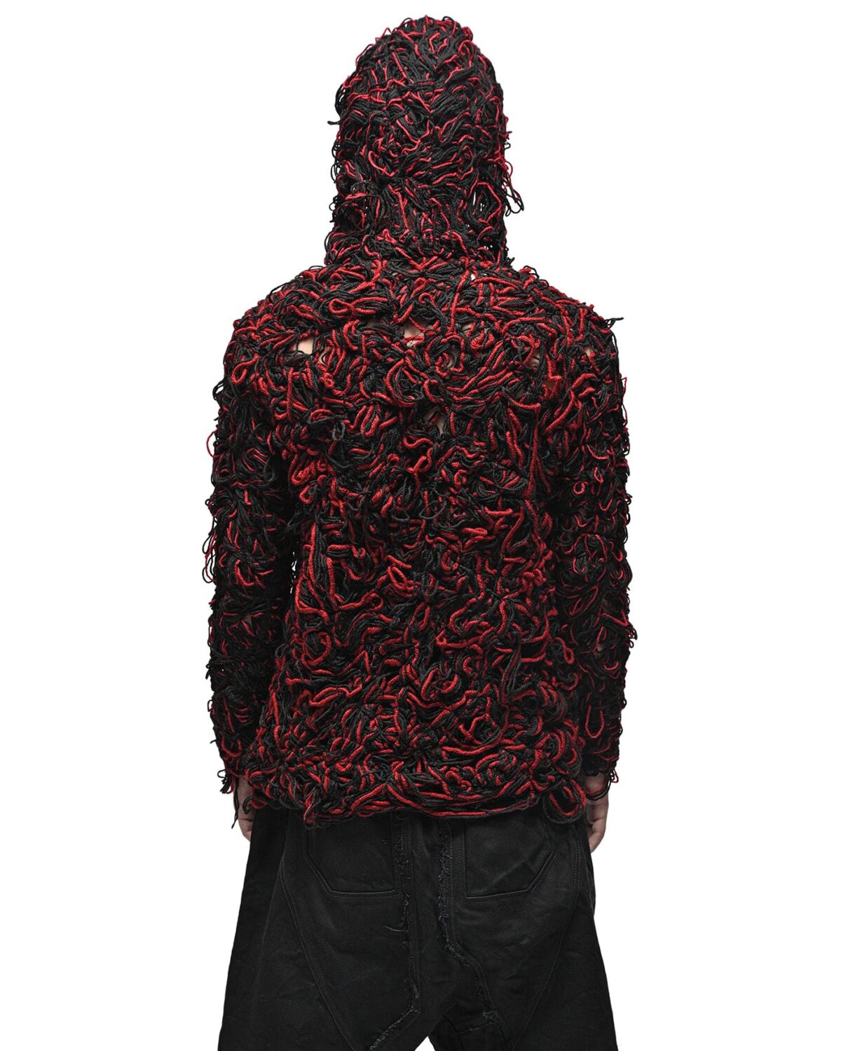 MINOAR - Fiber Bond Magma Hoodie, Men's black wool hoodie with Fiber-Bond texture - 6