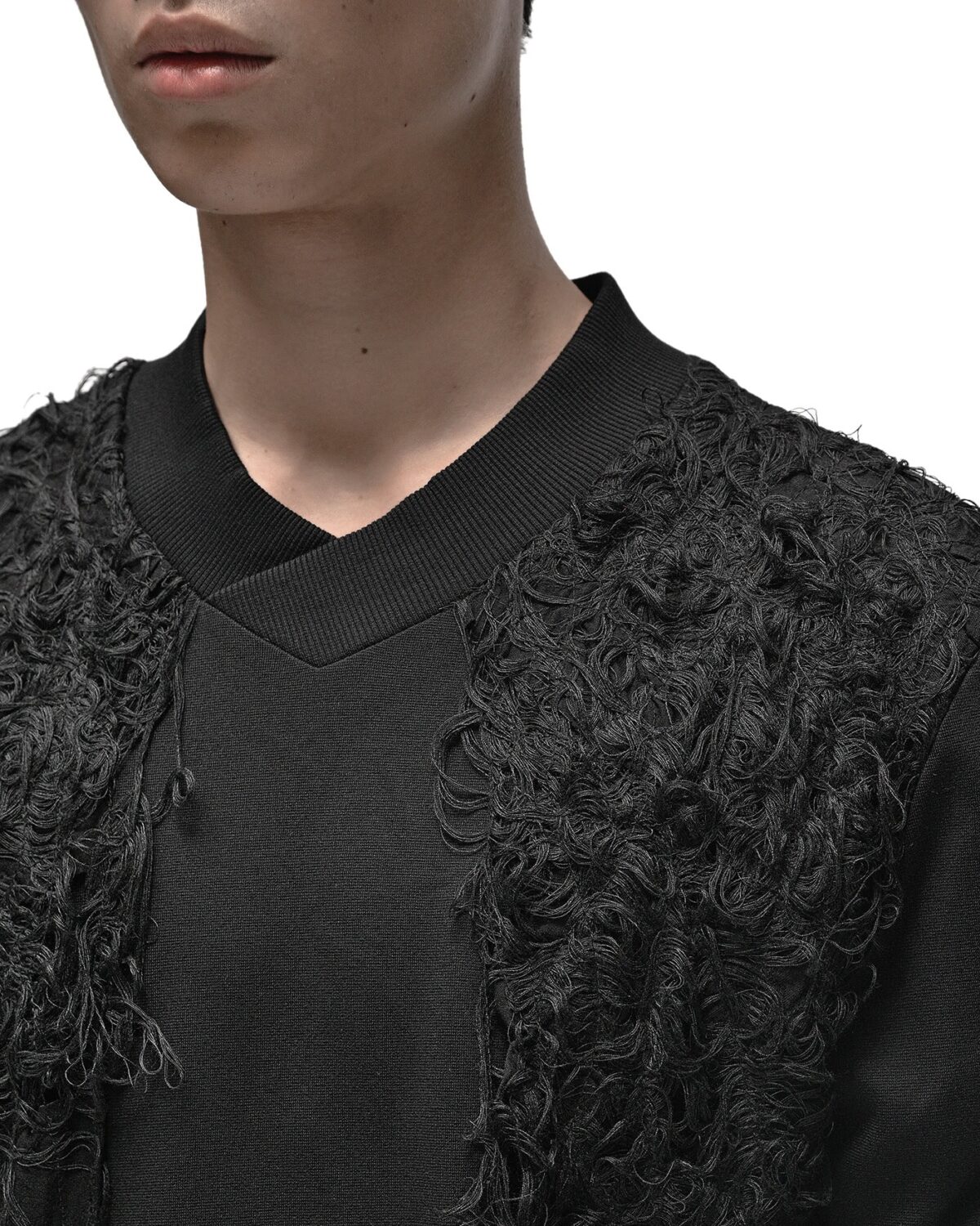 MINOAR - Fiber Bond Grand Layers Sweater, Men's black cotton sweater with Fiber-Bond texture - 7