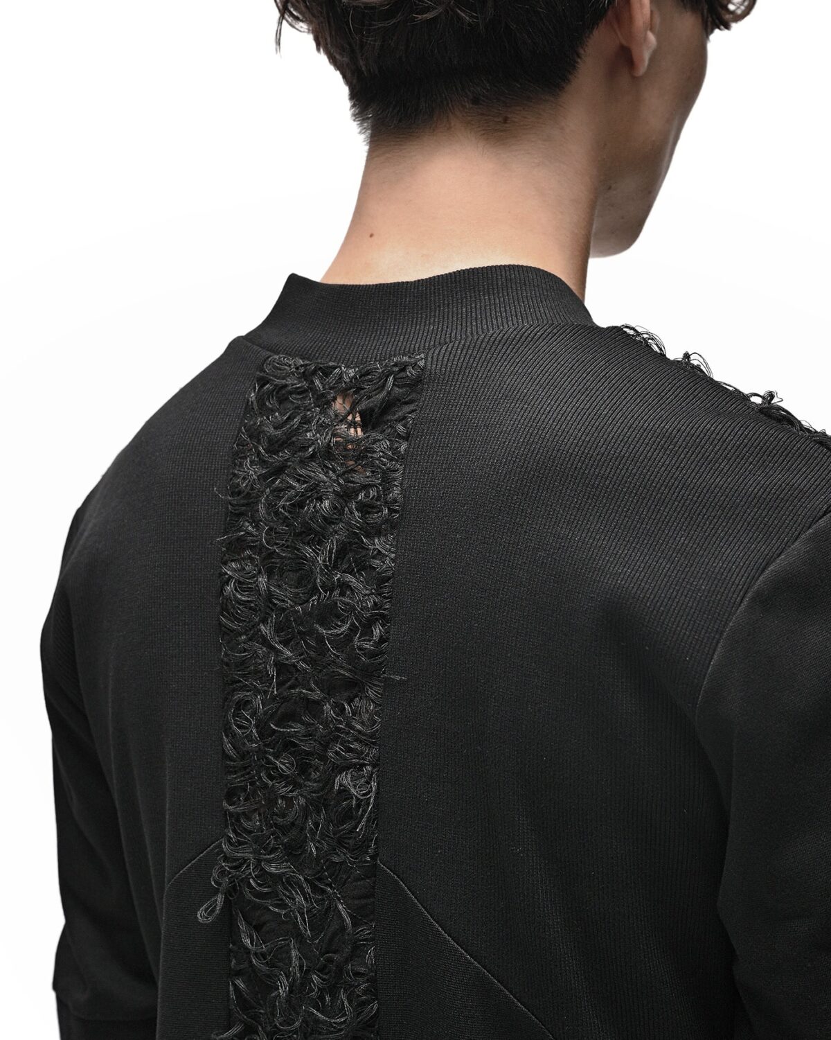 MINOAR - Fiber Bond Grand Layers Sweater, Men's black cotton sweater with Fiber-Bond texture - 6