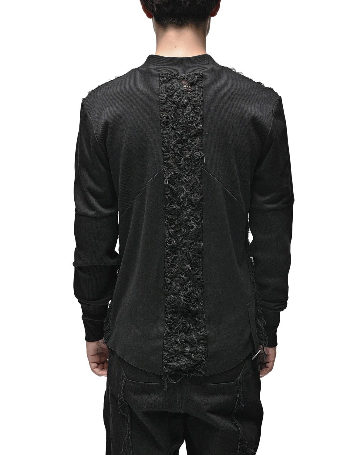 MINOAR - Fiber Bond Grand Layers Sweater, Men's black cotton sweater with Fiber-Bond texture - 5