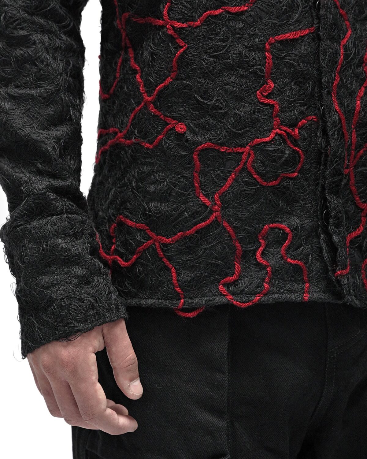 MINOAR - Fiber Bond Magma Standing Shirt, Men's black cotton shirt with Fiber-Bond texture - 8