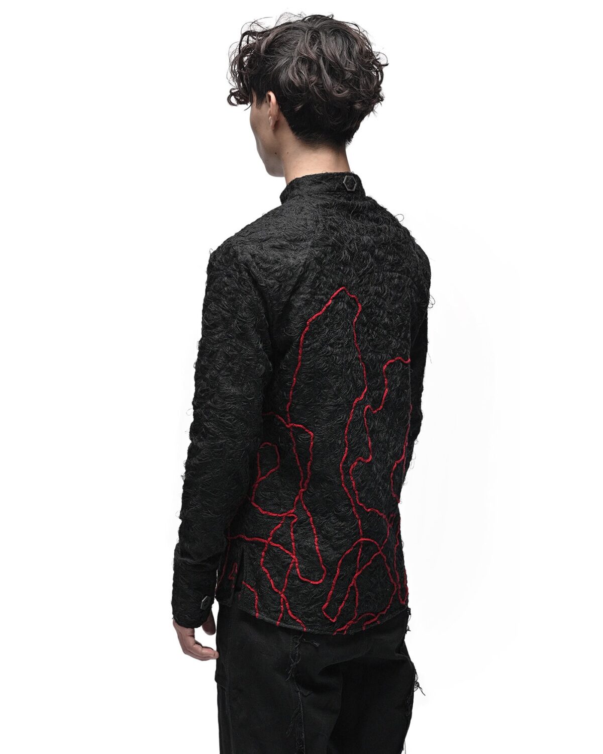 MINOAR - Fiber Bond Magma Standing Shirt, Men's black cotton shirt with Fiber-Bond texture - 5