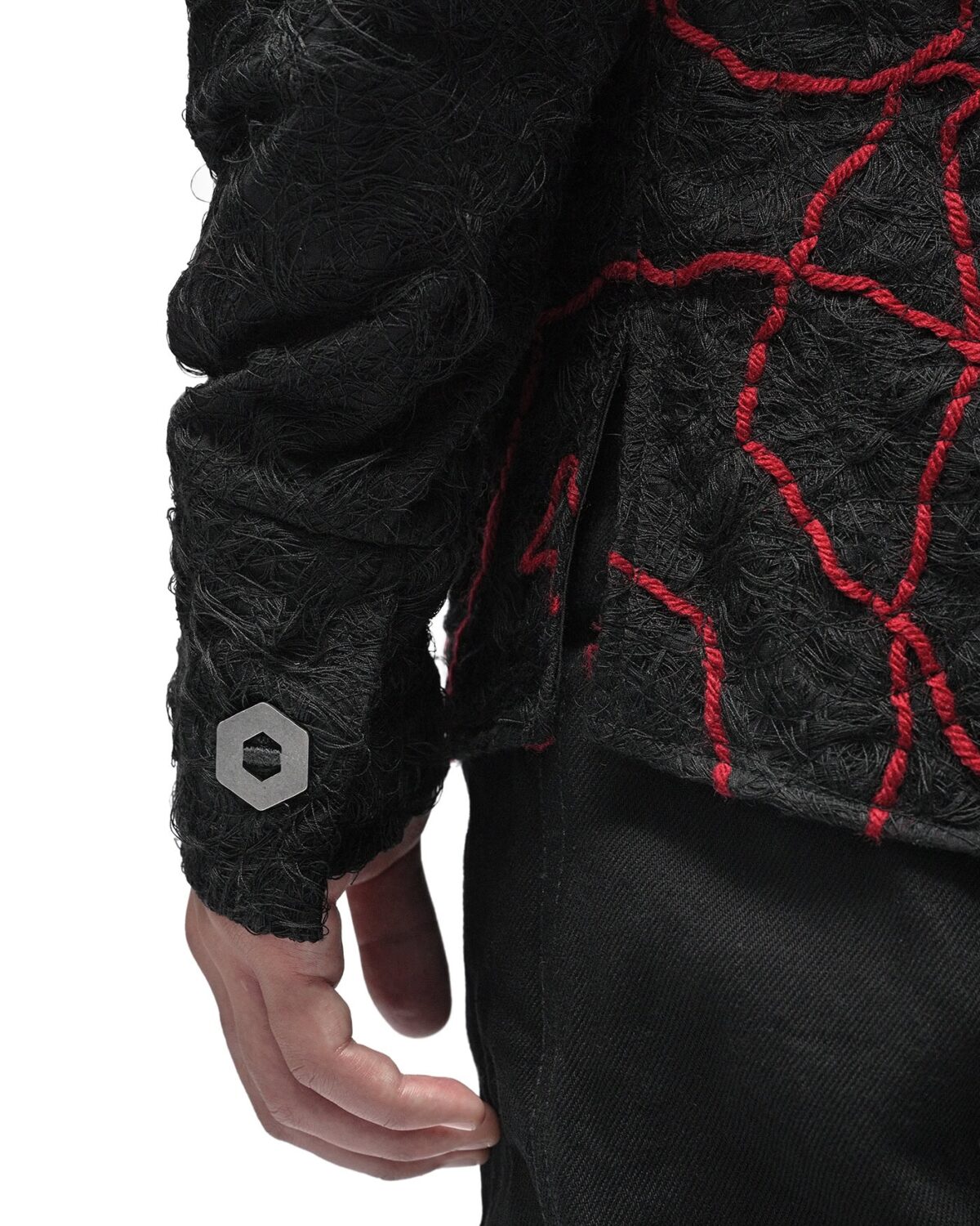 MINOAR - Fiber Bond Magma Standing Shirt, Men's black cotton shirt with Fiber-Bond texture - 9