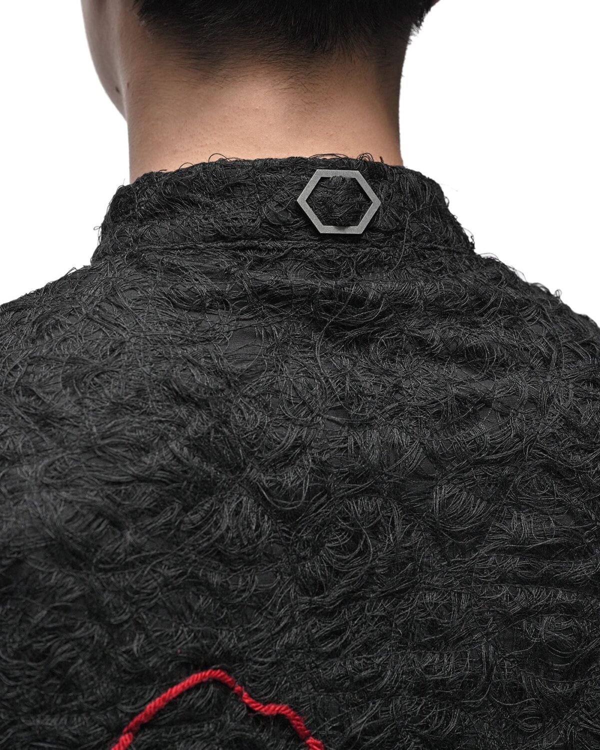 MINOAR - Fiber Bond Magma Standing Shirt, Men's black cotton shirt with Fiber-Bond texture - 11