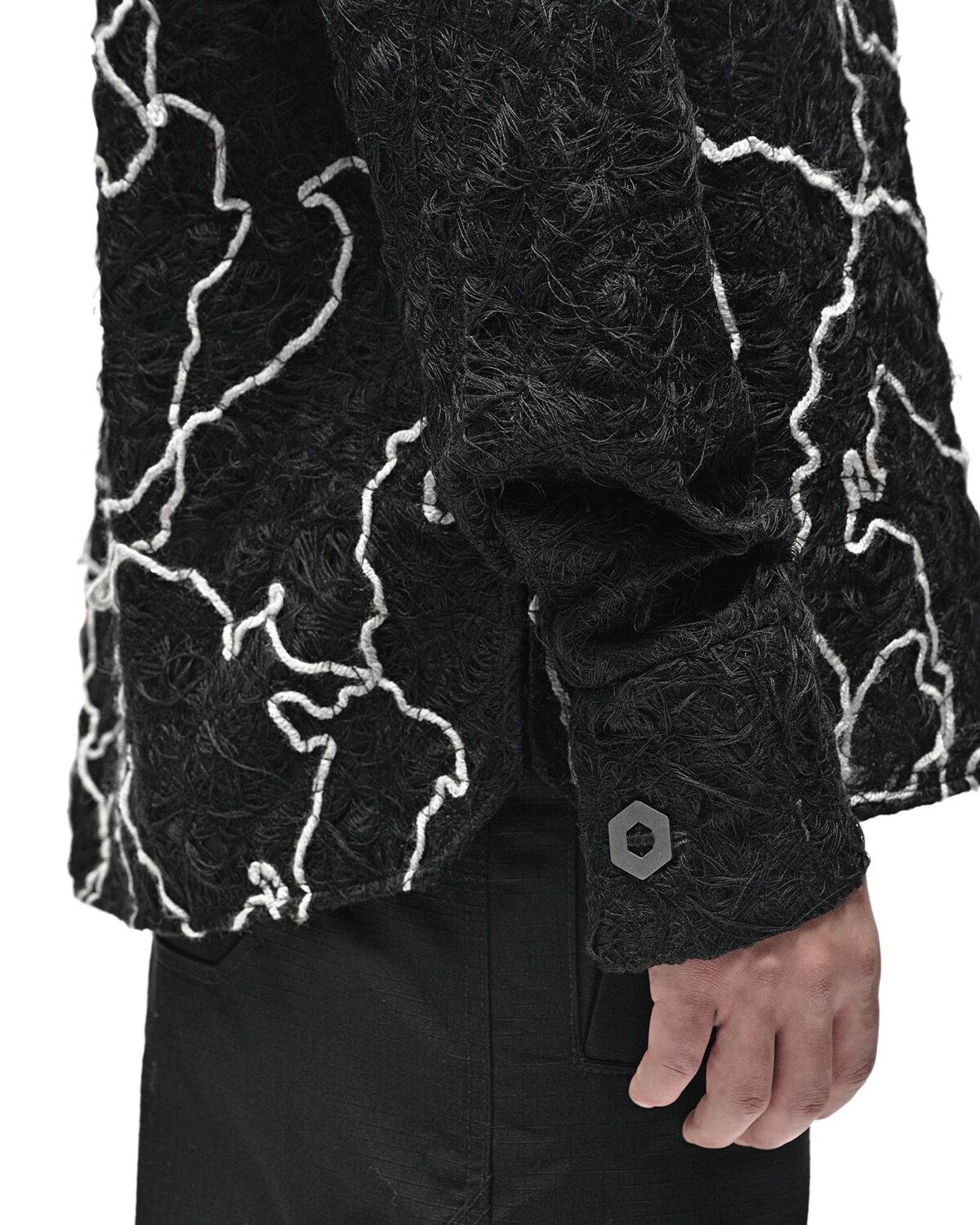 MINOAR - Black Fiber-Bond Cotton Sleeves, Men's black cotton sleeves with Fiber-Bond texture - 8